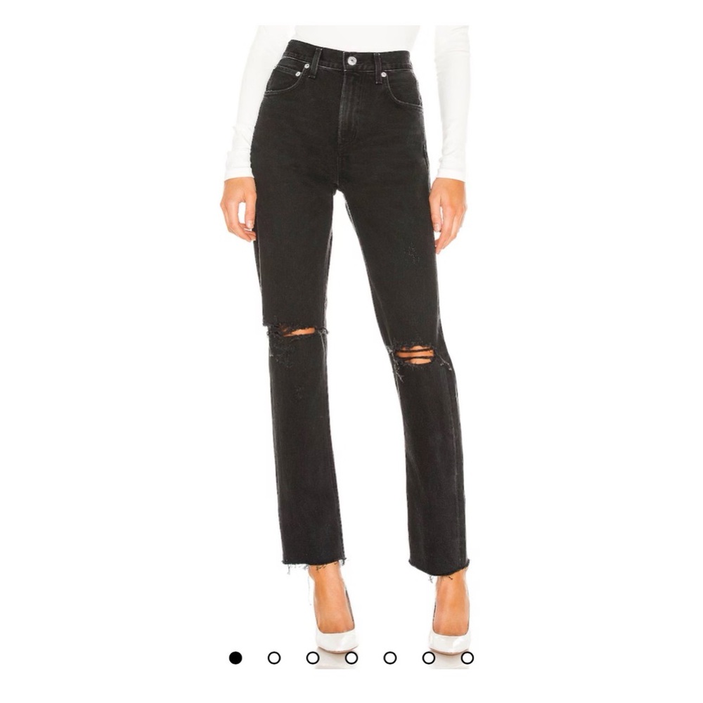AGOLDE High Rise Straight Jeans in Distortion size 25 distressed grey jeans - Picture 1 of 8